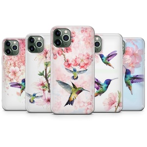 Coque Colibri Sakura pour iPhone 15 Pro Max, 14 Plus, 13, 12, 11, XR et Samsung S23, S22, A54, A53, Pixel 7, 8
