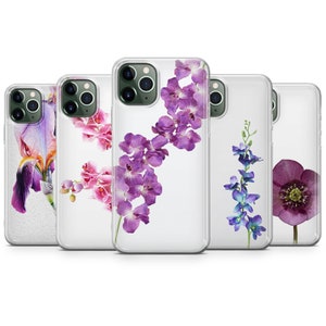 Custodia per telefono Orchidea Cover floreale adatta per iPhone 15 Pro Max, 14 Plus, 13, 12, 11, XR e Samsung S23, S22, A54, A53, Pixel 7, 8