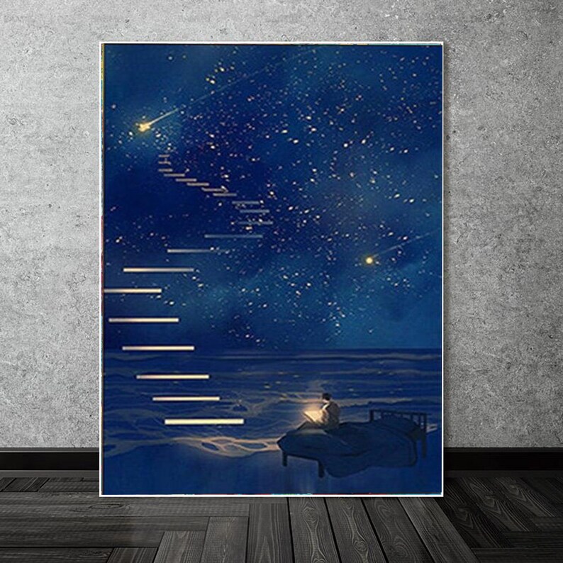 Night Sky Star Paint by Number KitScenery Paint By Number Etsy