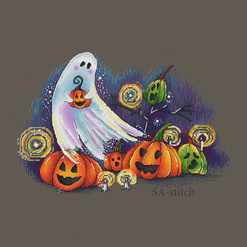 Ghost Cross Stitch Pattern PDF Instant Download Halloween | Etsy