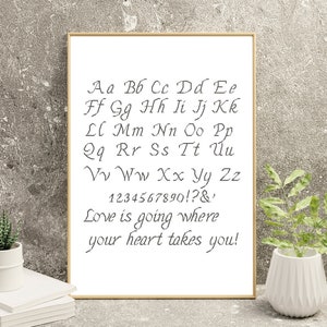 英語アルファベット クロスステッチ PDF、カリグラフィー フォント クロスステッチ、文字クロスステッチ、テキスト刺繍、手書きクロスステッチ PDF