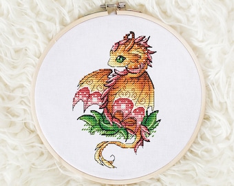 Dragon Cross Cross Stitch Pattern PDF Instant Download Digital File Embroidery