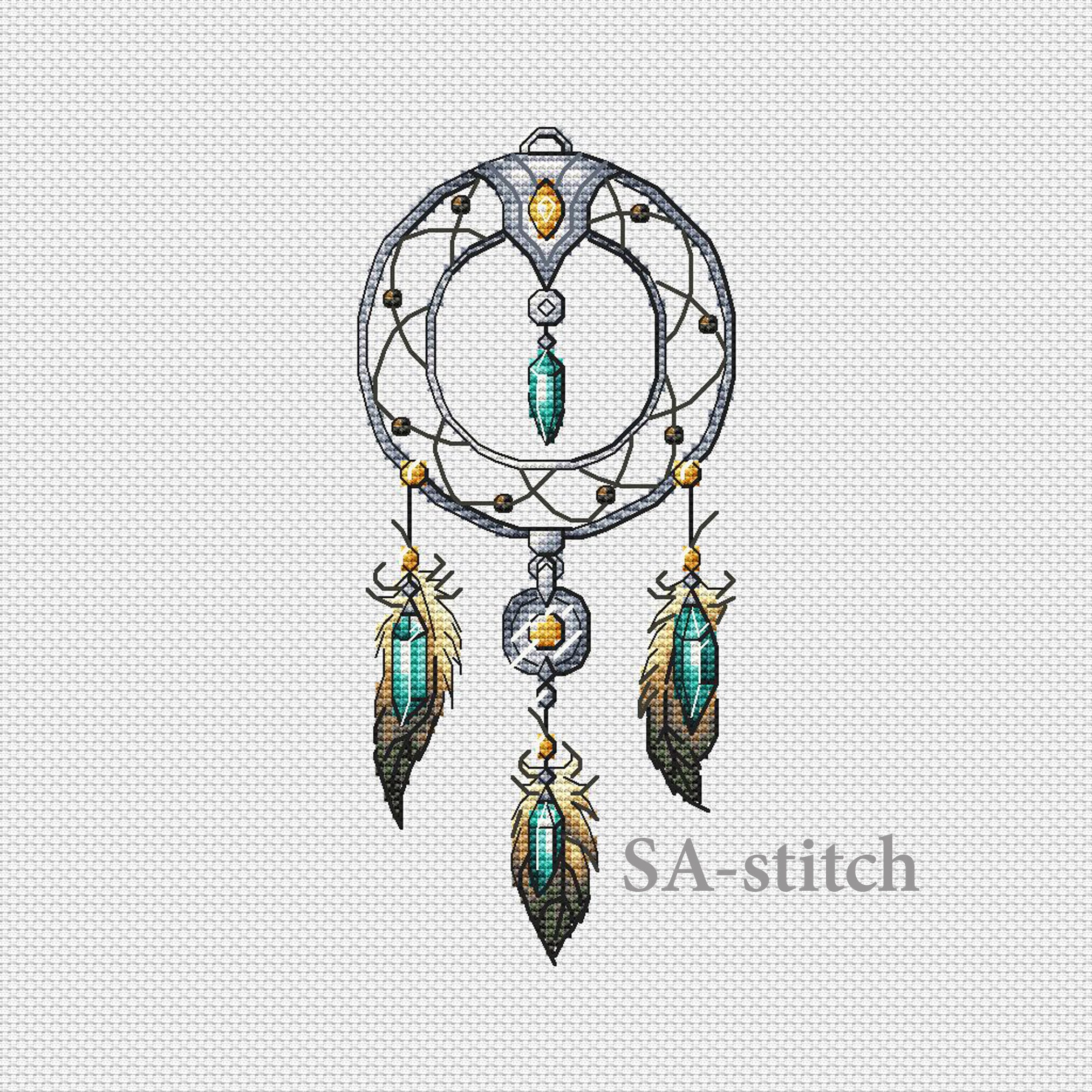 Cross Stitch Pattern Dream catcher with stones PDF | Etsy