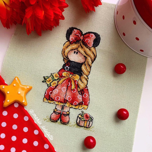 Tilda Mouse Cross stitch pattern PDF, Newborn embroidery Decor, Cute cross stitch pattern, Doll Embroidery Digital Pattern PDF