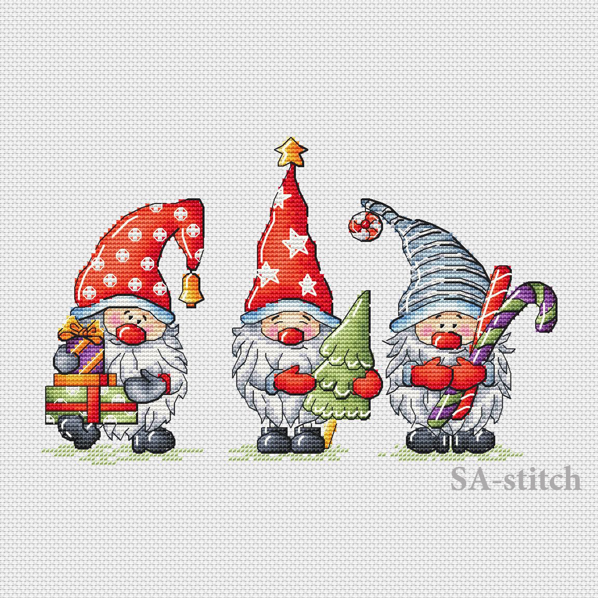 Gnome Cross Stitch Pattern PDF Christmas Counted Cross Etsy
