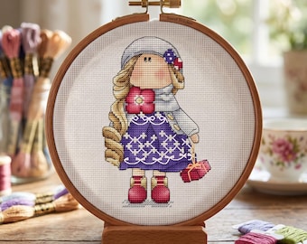 Patrón de punto de cruz para muñeca Tilda, diseño de bordado de María (PDF)