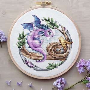Dragon Cross Stitch Pattern PDF Instant Download, Fantasy Cross Stitch, Cute Cross Stitch, Modern Cross Stitch Chart Counted PDF