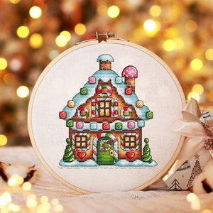 Christmas Cross Stitch Pattern PDF, Gingerbread house Counted Cross Stitch, Christmas Decoration, Winter Embroidery Digital Pattern PDF