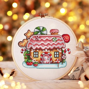 Christmas Cross Stitch Pattern PDF, Gingerbread house Counted Cross Stitch, Christmas Decoration, Winter Embroidery Digital Pattern PDF