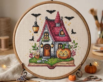 Halloween House Cross Cross Stitch Pattern PDF Instant Download Digital File Embroidery