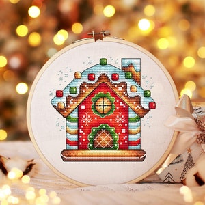 Christmas Cross Stitch Pattern PDF, Winter house Counted Cross Stitch, Winter Embroidery Digital Pattern PDF