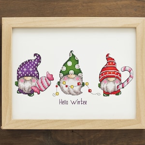 Gnome Cross stitch pattern PDF, Christmas gnomes Counted Cross Stitch, Cute Home Gift, Gnome Embroidery Design Digital PDF File