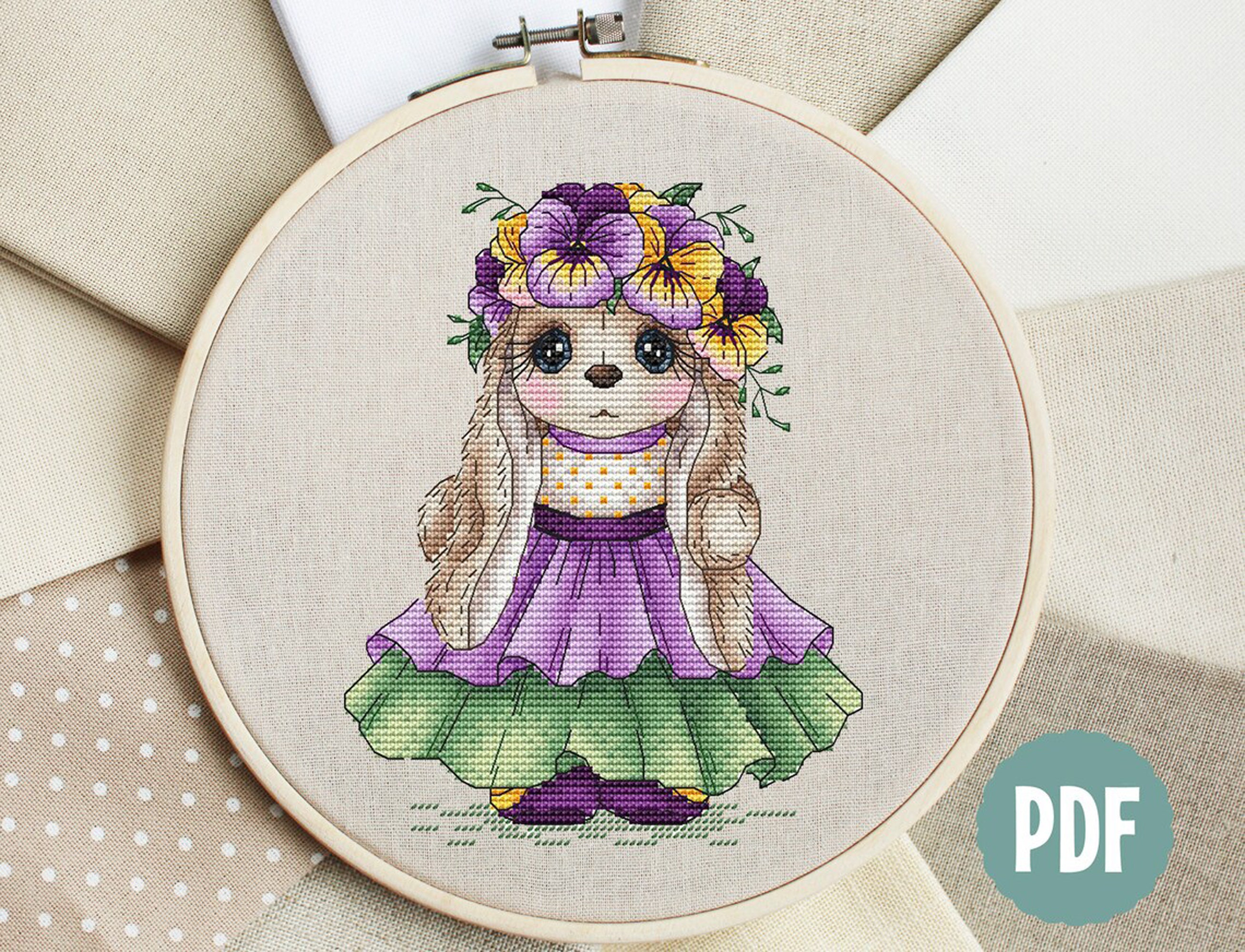 Hi.fancy DIY Painting Rhinestones Embroidery Cute Dog Pictures Cross-Stitch Needlework Stitchwork Drawing Bedroom Decor, Size: 30, Other