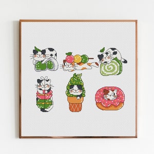 Cats Cross Stitch Pattern PDF, Sweet Cats Dessert Cross Stitch, Kitchen Decor, Kitty Cross Stitch, Instant Download