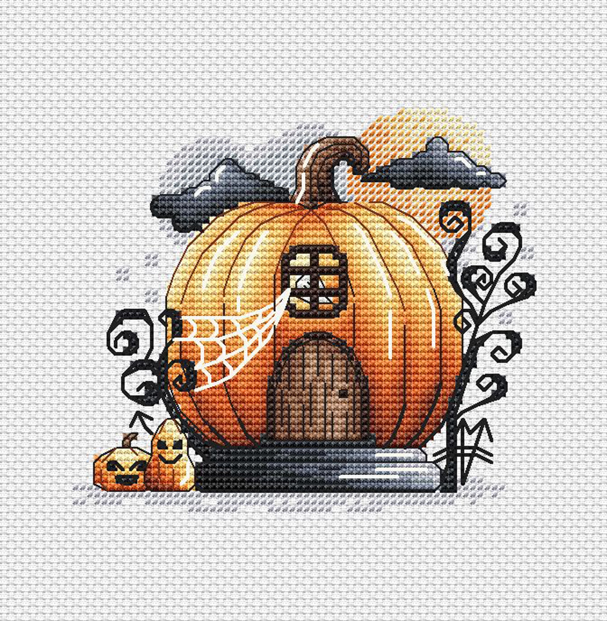 Halloween Pumpkin Cross Stitch Pattern PDF Instant Download