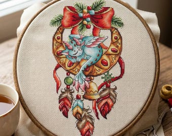 Dragon Cross Cross Stitch Pattern PDF Instant Download Digital File Embroidery