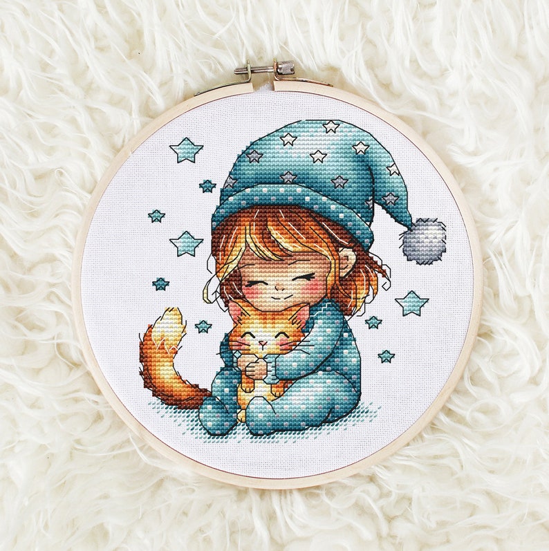 Girl Cross Stitch Pattern, Embroidery for Child (PDF Pattern) - Etsy