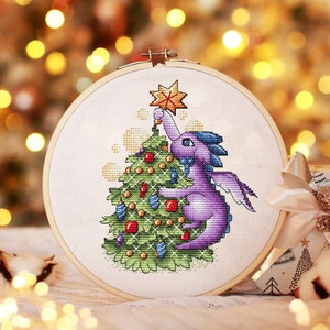 Dragon Cross Stitch Pattern PDF, Christmas Counted Cross Stitch, Santa Dragon Cross Stitch, Fantasy Cross Stitch Instant Download File