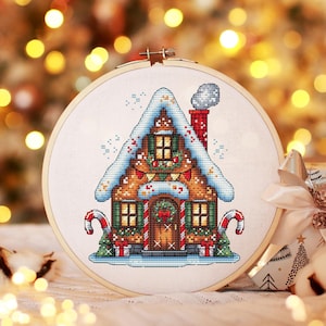 Christmas Cross Stitch Pattern PDF, Christmas House Counted Cross Stitch, Winter Decoration, Winter Embroidery Digital Pattern PDF