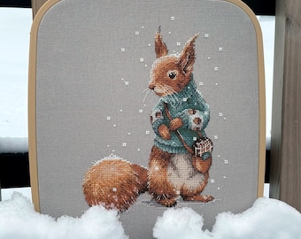 Squirrel Cross Stitch Pattern PDF, Animal Cross Stitch, Instant Download, Cute Bun Counted Cross Stitch Pattern, Embroidery Pdf Pattern