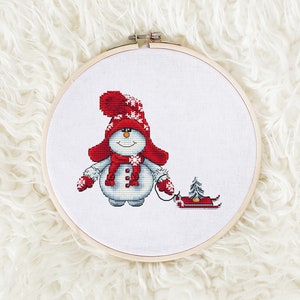 Christmas Cross stitch pattern PDF, Snowman Cross stitch pattern, Winter Cross stitch pattern, Holiday Cross stitch pattern image 1