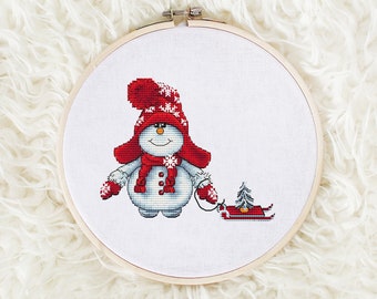 Christmas Cross stitch pattern PDF, Snowman Cross stitch pattern, Winter Cross stitch pattern, Holiday Cross stitch pattern