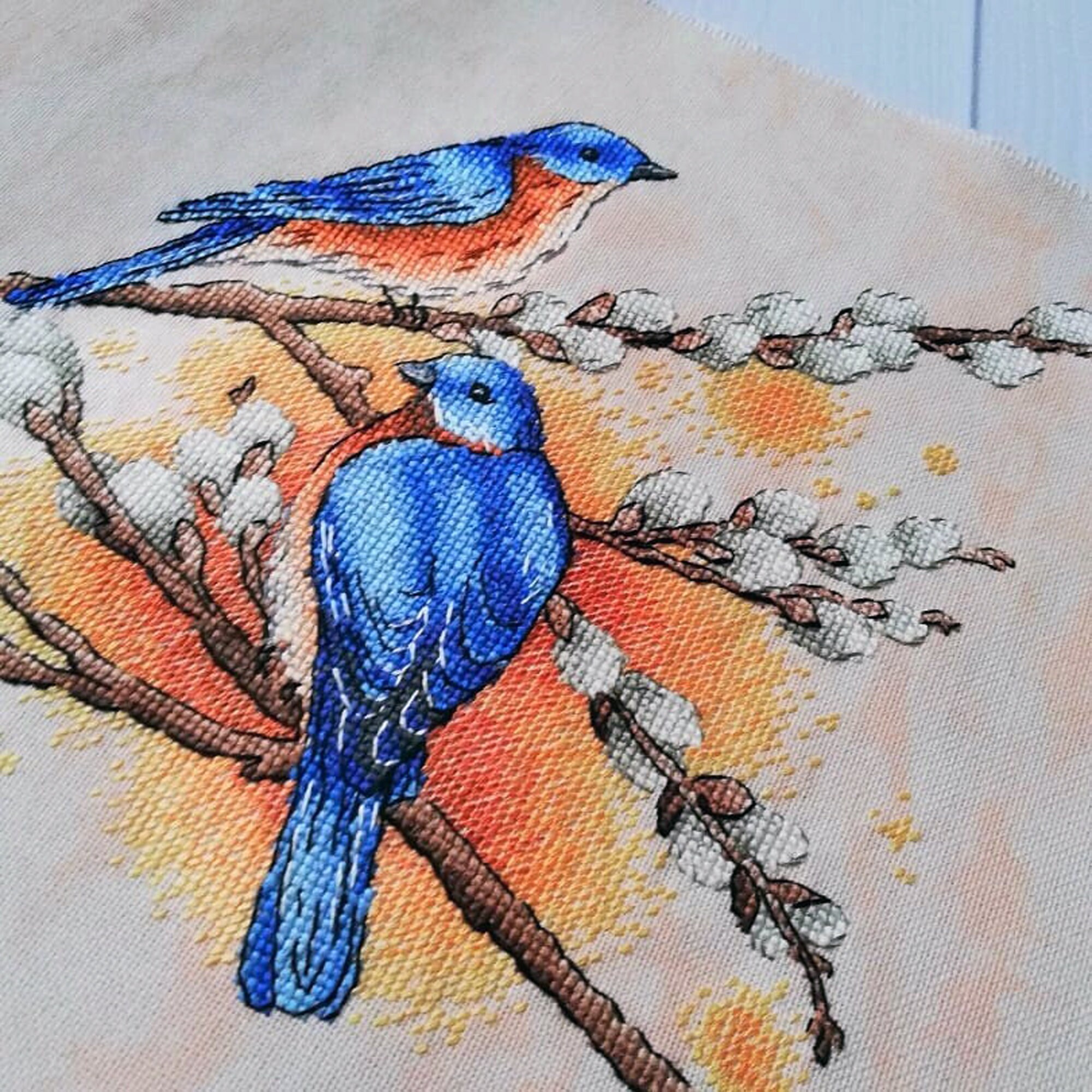 Spring Birds Cross Stitch Pattern PDF Birds Counted Cross Etsy