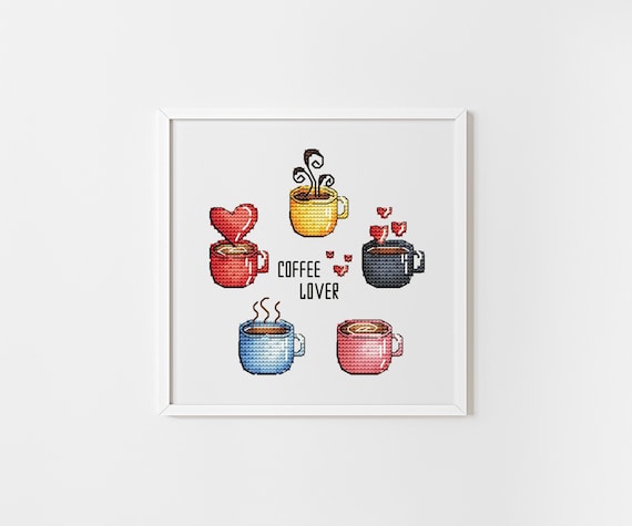 Design Works Crafts Kreuzstich-Set „Kaffeepause“ – 30x40 Cm, Inkl. Aida-Stoff & Mouline-Garn