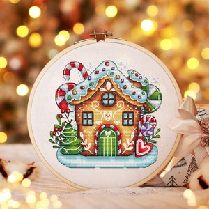 Christmas Cross Stitch Pattern PDF, Gingerbread house Counted Cross Stitch, Christmas Decoration, Winter Embroidery Digital Pattern PDF