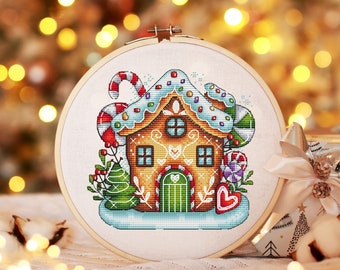 Christmas Cross Stitch Pattern PDF, Gingerbread house Counted Cross Stitch, Christmas Decoration, Winter Embroidery Digital Pattern PDF