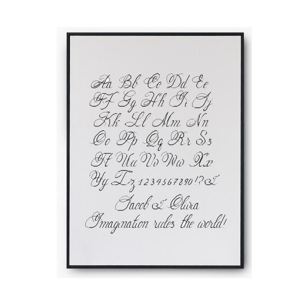 Alphabet Cross Stitch Pattern PDF, Calligraphy Font Cross Stitch, Letters Cross Stitch, Text Embroidery, Handwriting Cross Stitch