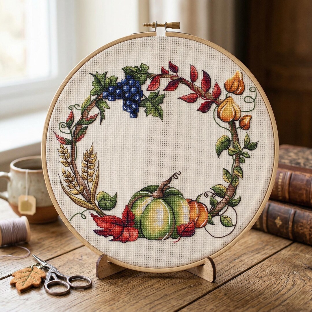 Autumn Wreath Cross Stitch Pattern PDF Instant Download Digital File ...