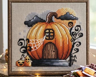 Halloween Pumpkin Cross Cross Stitch Pattern PDF Instant Download Digital File Embroidery