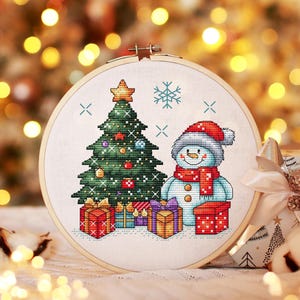 Christmas Tree Cross Stitch Pattern PDF, Christmas Gift Cross Stitch, Holiday Joy Hand Embroidery, Christmas Crafts Digital Download PDF