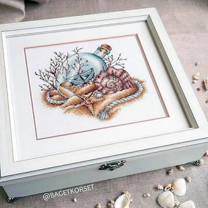 Sea bottle Cross stitch pattern PDF, Ocean Counted Cross Stitch, Summer gift Embroidery, Cute Sea Decor Design Digital PDF File