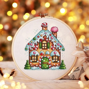 Christmas Cross Stitch Pattern PDF, Gingerbread house Counted Cross Stitch, Christmas Decoration, Winter Embroidery Digital Pattern PDF