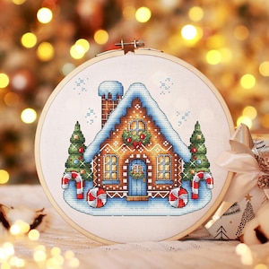 Christmas Cross Stitch Pattern PDF, Christmas House Counted Cross Stitch, Winter Decoration, Winter Embroidery Digital Pattern PDF