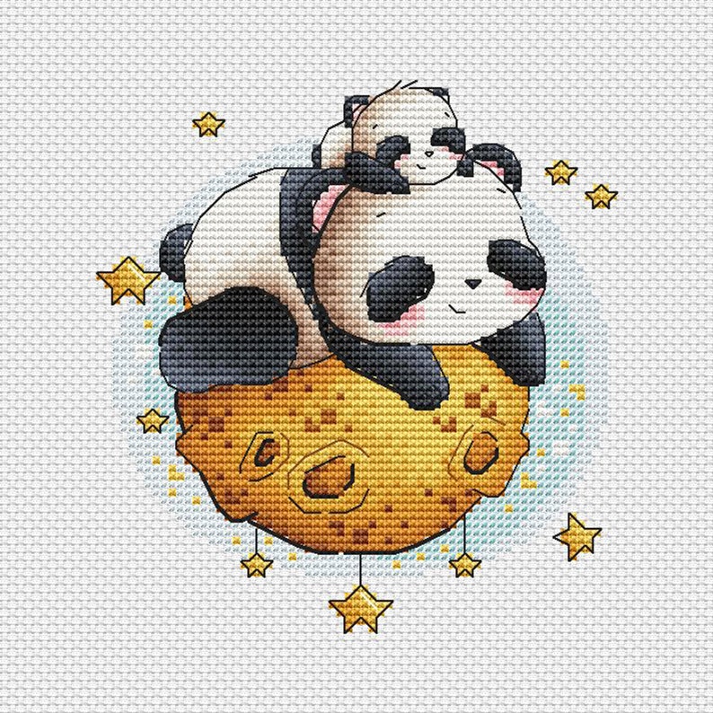 Panda Cross Stitch Pattern PDF Instant Download Panda Family Etsy