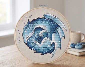 Dragon Cross Cross Stitch Pattern PDF Instant Download Digital File Embroidery