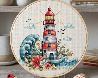Lighthouse Seaside Cross Stitch Pattern (PDF Download)