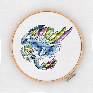 Dragon Cross Stitch Pattern PDF, Rainbow Baby Dragon Cross Stitch, Fantasy Cross Stitch, Cute Cross Stitch, Modern Cross Stitch Design