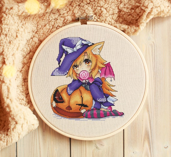 Cross Stitch Witch Embroidery Design