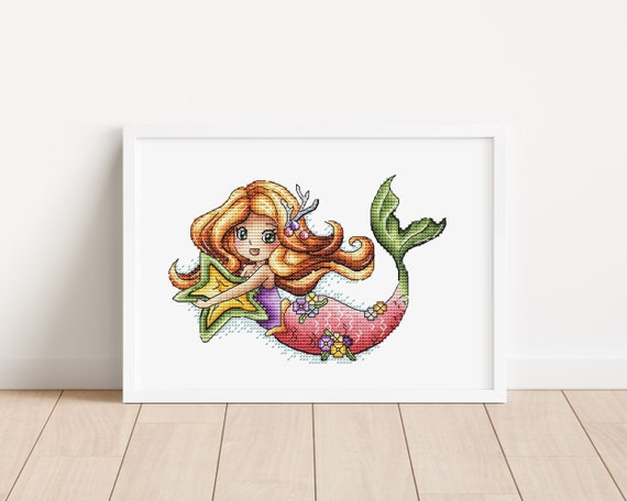 Mermaid Cross Stitch Pattern, Ocean Princess Digital Pattern PDF