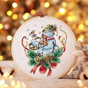 Snowman Cross Stitch Pattern PDF, Christmas Gift Cross Stitch, Snowman Embroidery, Holiday Embroidery, Christmas Crafts Digital Download PDF