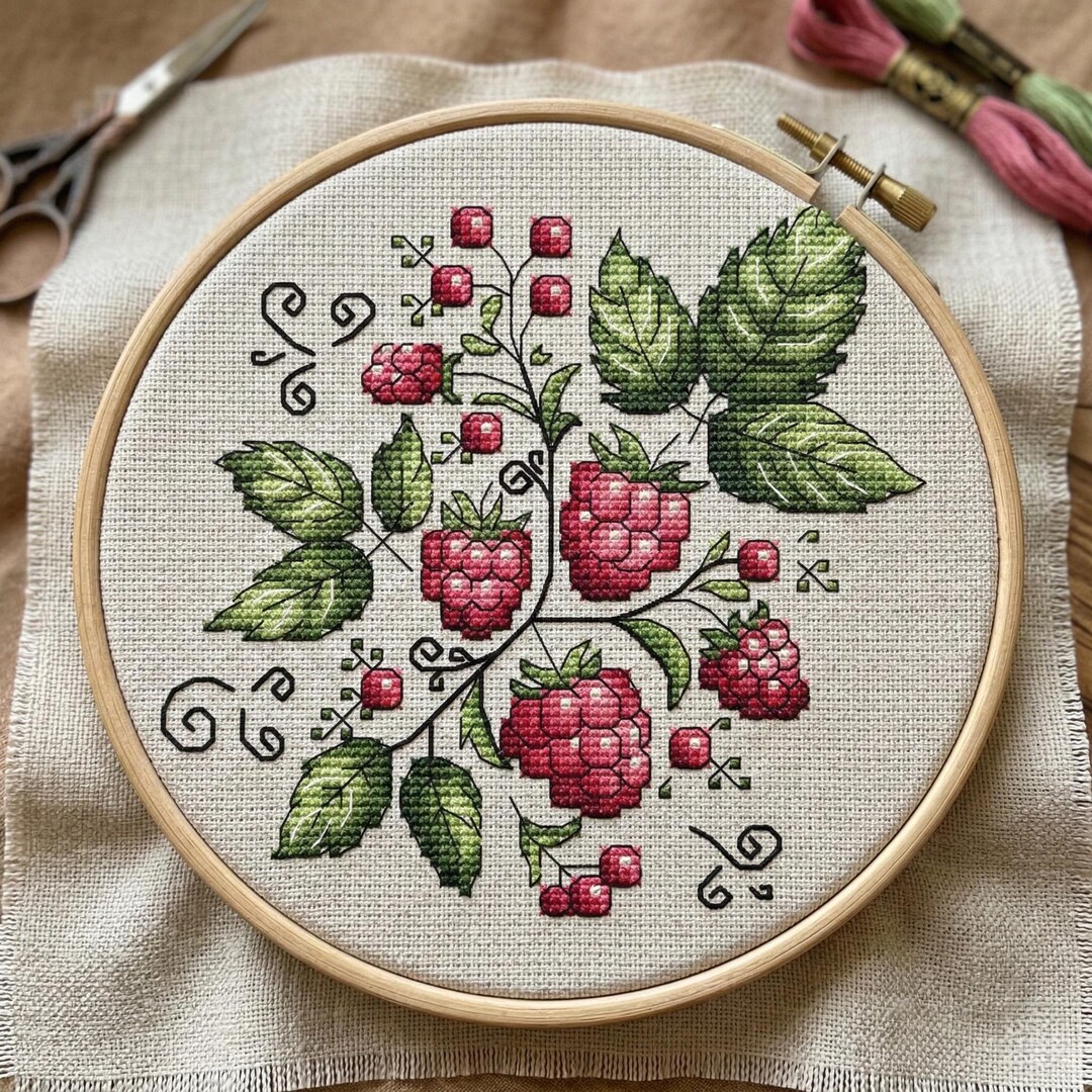 Embroider Raspberry Raspberry Cross Stitch Pattern, Berry Embroidery (PDF Pattern) - Etsy