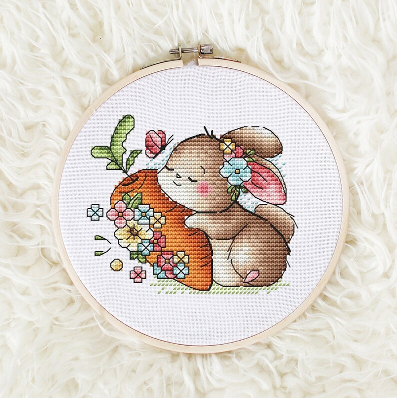 Bunny Cross Stitch Pattern PDF Instant Download Bunny With a Etsy
