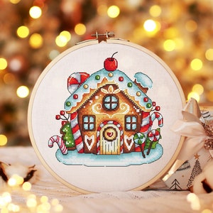 Christmas Cross Stitch Pattern PDF, Gingerbread house Counted Cross Stitch, Christmas Decoration, Winter Embroidery Digital Pattern PDF