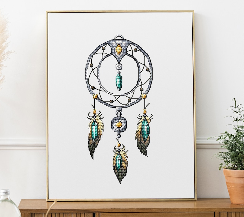 Dreamcatcher Cross Stitch Pattern PDF Instant Download Green - Etsy