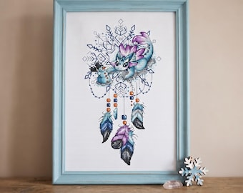 Dreamcatcher Dragon Cross Stitch Pattern (PDF)