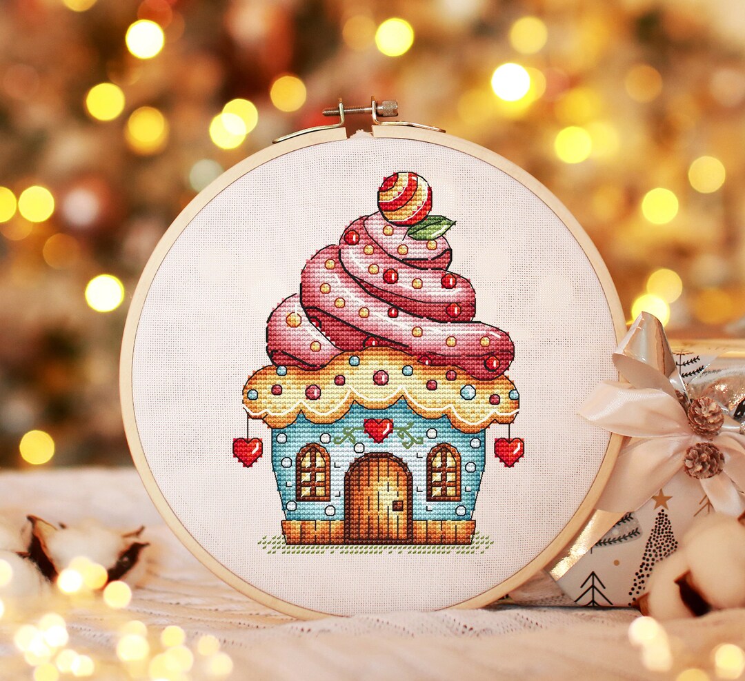 Christmas Cake House Cross Stitch Pattern PDF, Cute Winter House ...